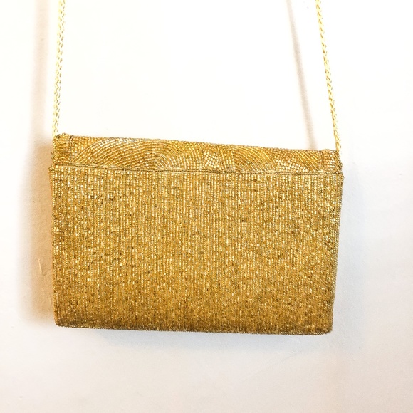 Art Deco/Nouveau Gold Beaded Purse - Picture 3 of 3